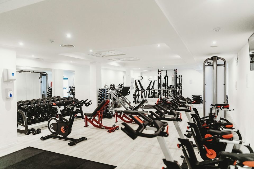 Strength equipment on the gym floor